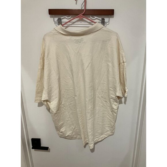 Standard/Cloth Men's Snap Button Polo Shirt, Cream, Size Large - Picture 2 of 3